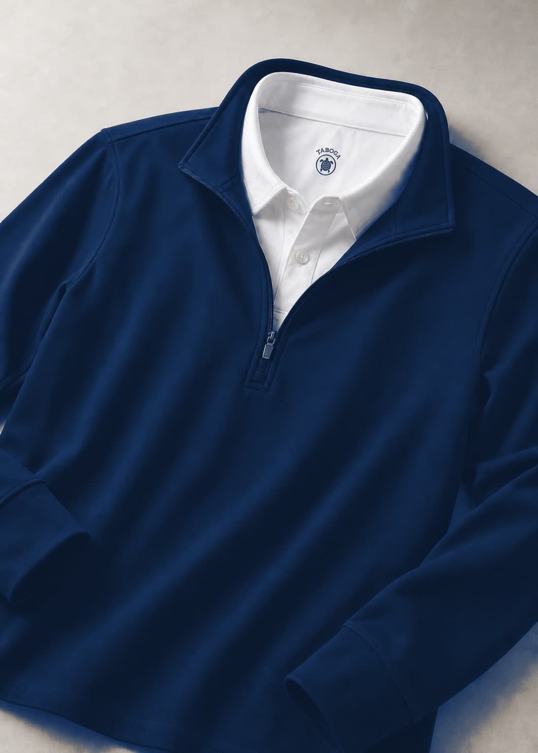 Quarter Zip Polo en azul marino